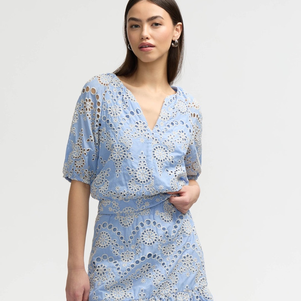NVLT Light Blue Eyelet Blouse